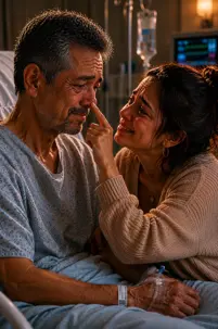 Compassionate photo of a mesothelioma victim and his encouraging daughter